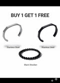 HAXA SILVER + BLACK + fibar bracelet