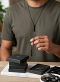 Sleek Minimalist Black Bar Pendant Necklace